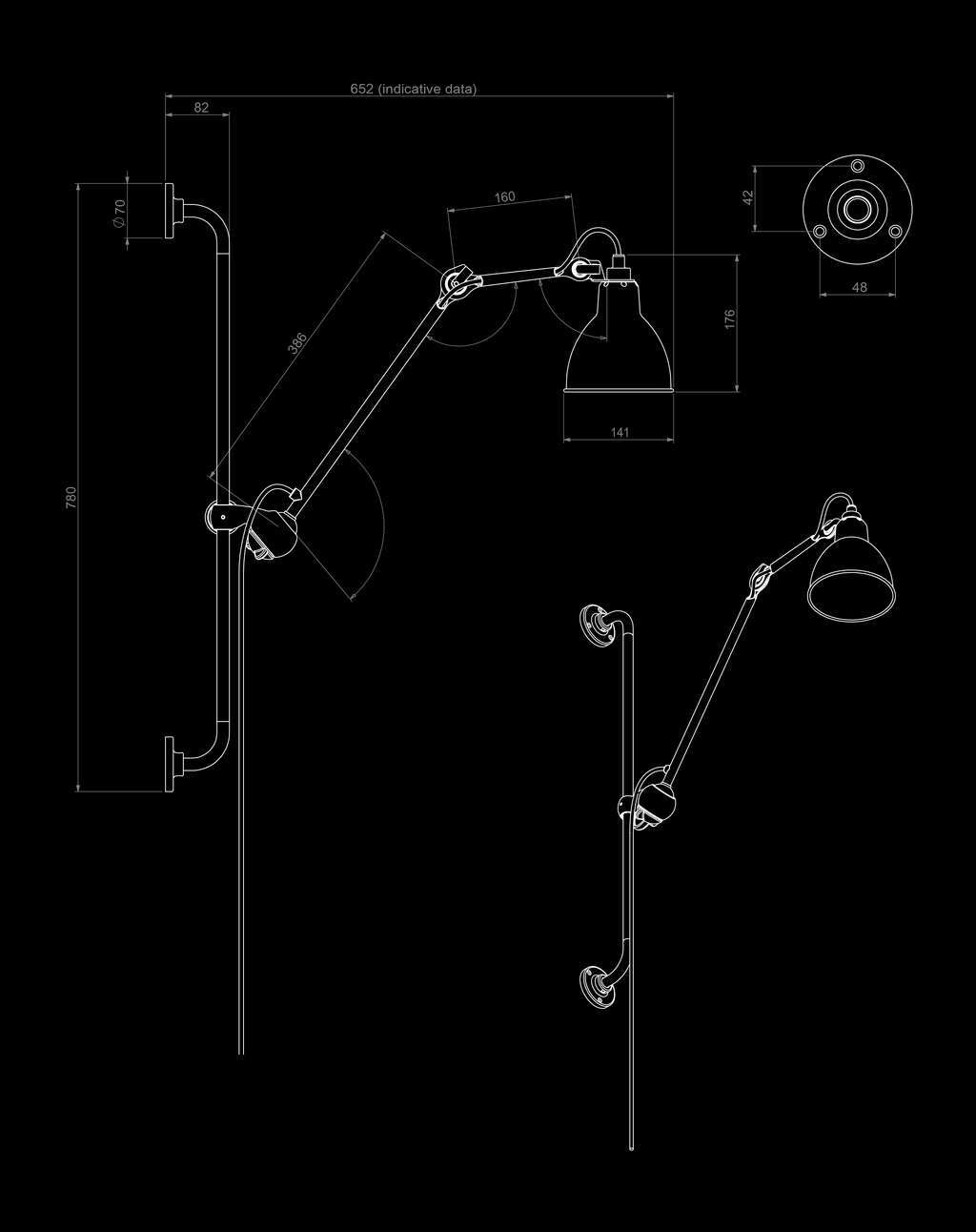 Lampe Gras N°210 Dimension Drawing