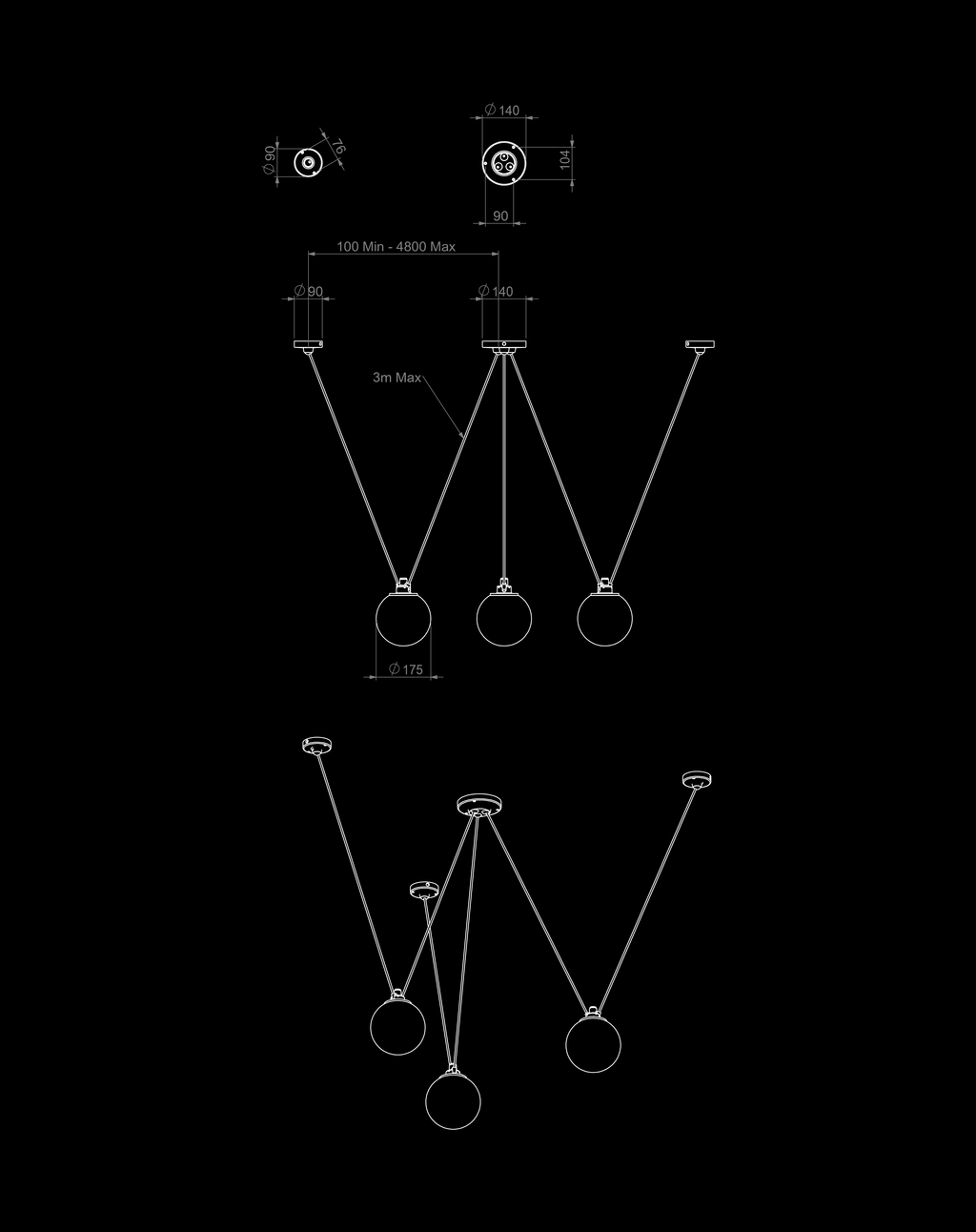 Acrobate de Gras N°325 Globe Opalin 175 Dimension Drawing