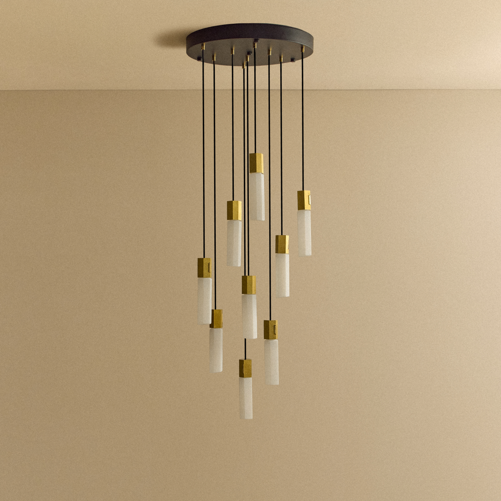 Basalt Nine Pendant in Brass