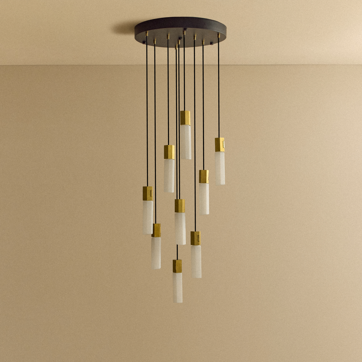 Basalt Nine Pendant in Brass