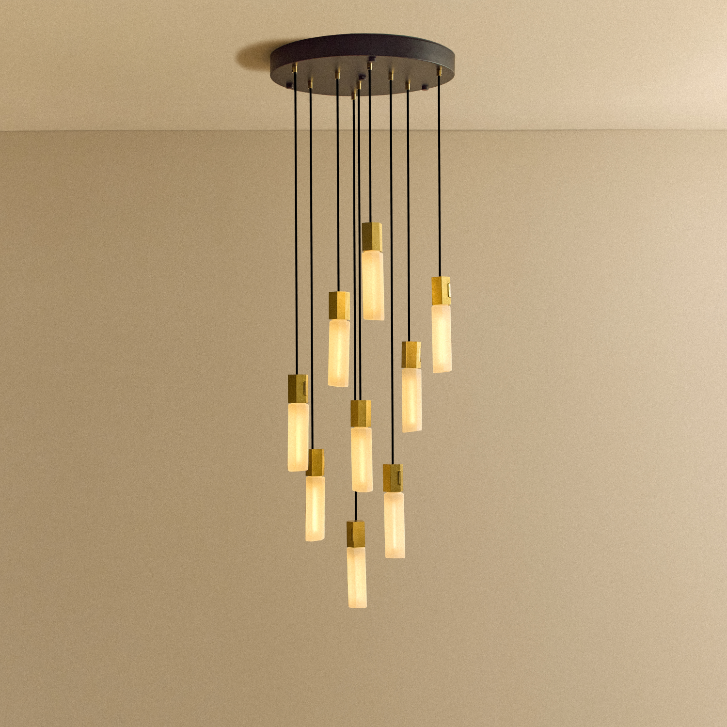Basalt Nine Pendant in Brass