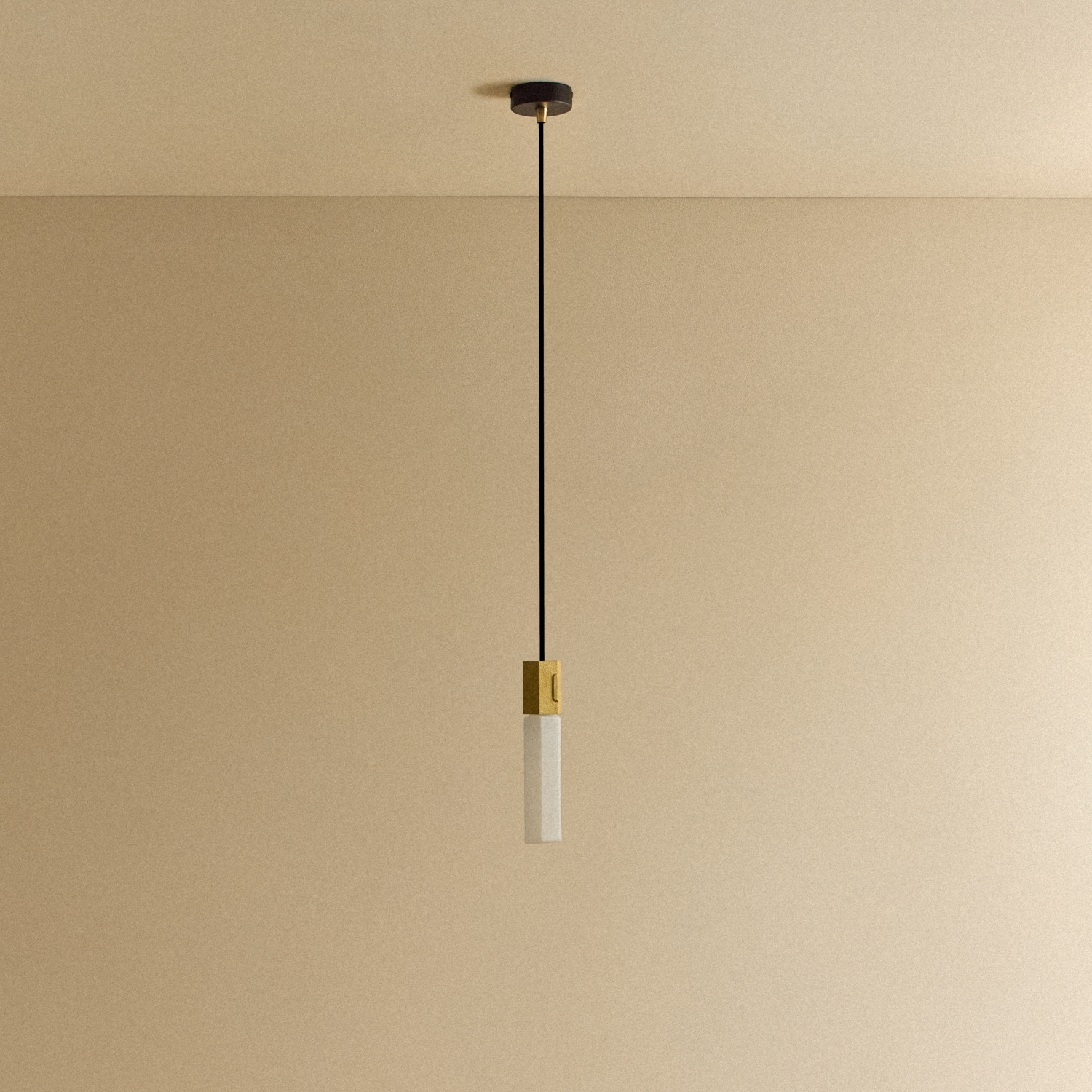 Basalt Single Pendant in Brass