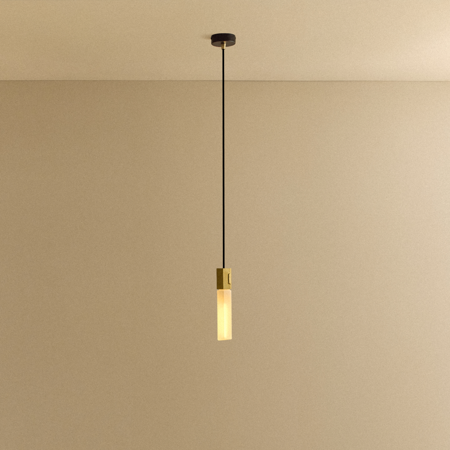 Basalt Single Pendant in Brass