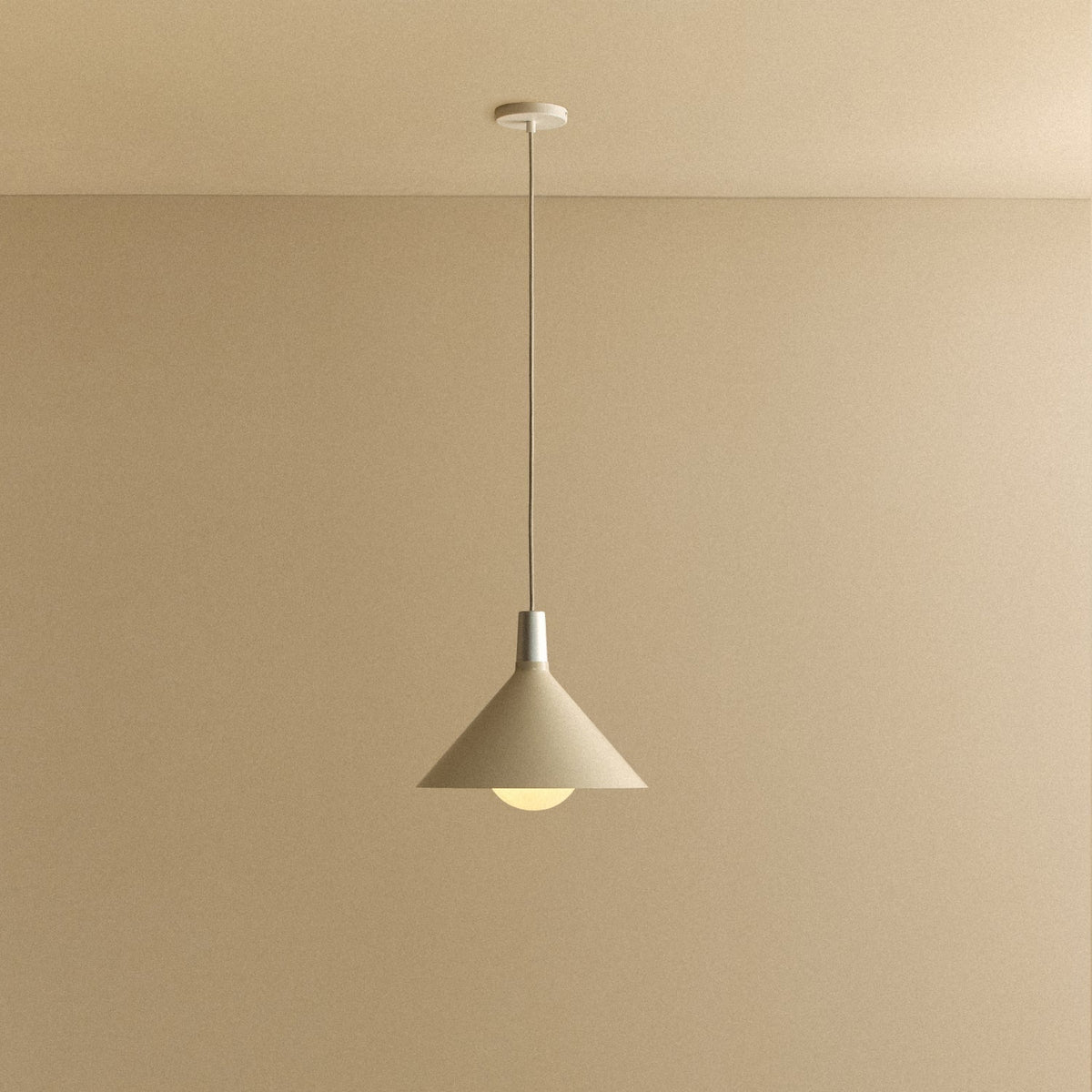 Bower Pendant Light Medium in Oyster White + Sphere IV