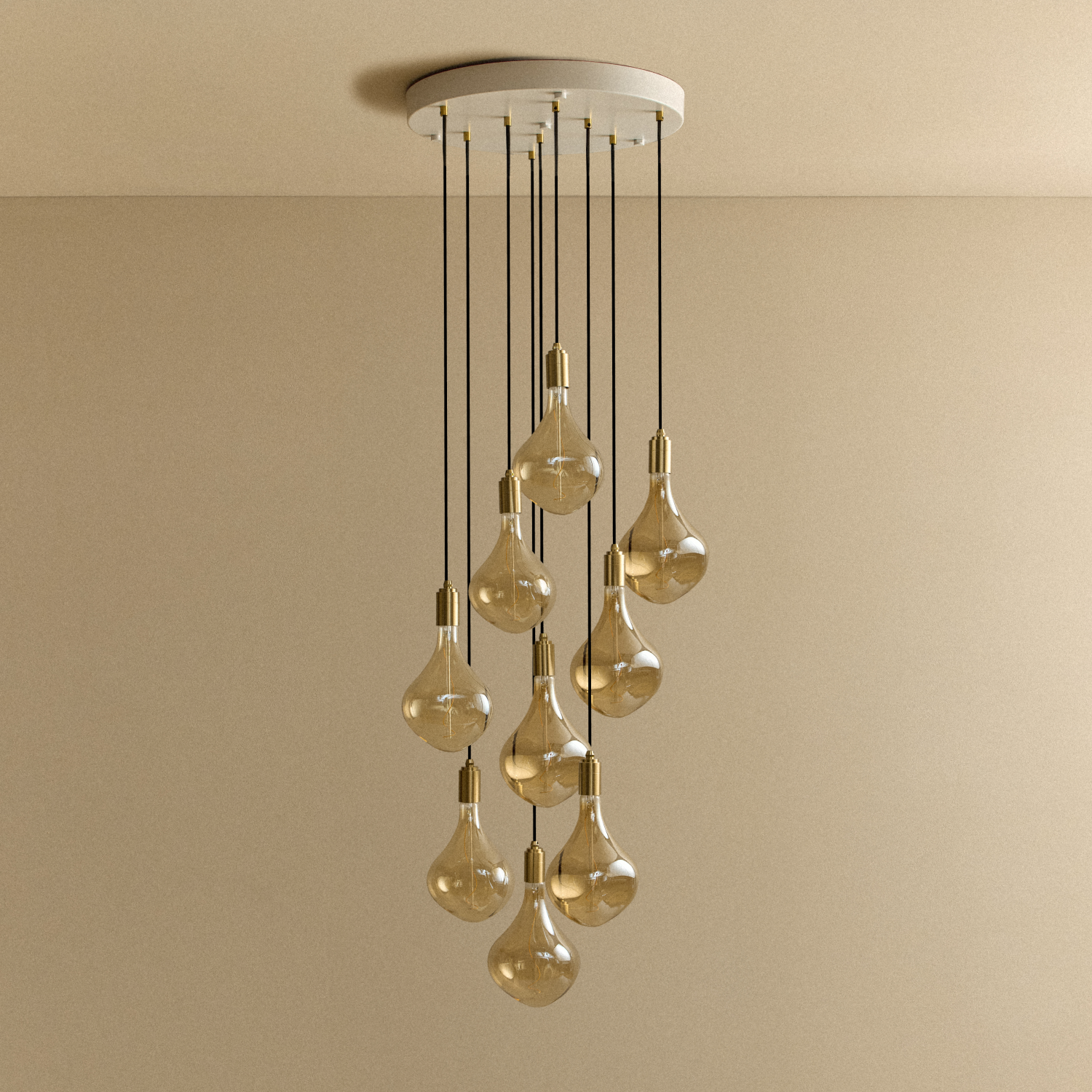 Nine Pendant in Brass + Voronoi II