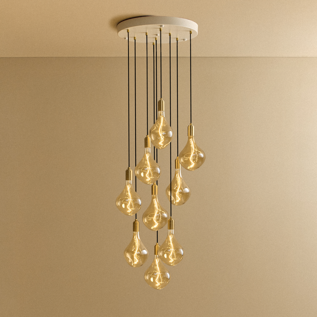 Nine Pendant in Brass + Voronoi II