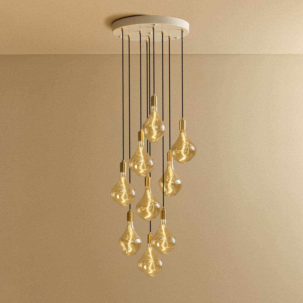 Nine Pendant in Brass + Voronoi II