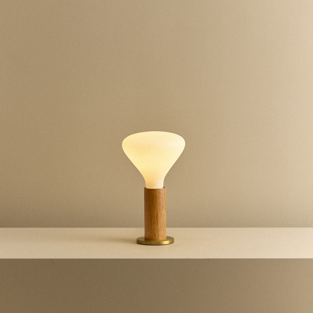 Knuckle Table Lamp in Oak + Noma