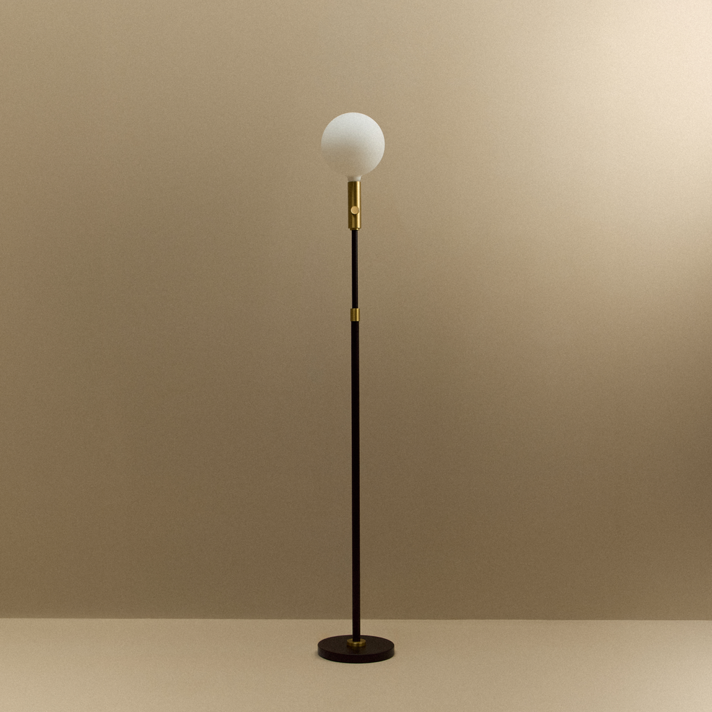 Poise Adjustable Floor Lamp in Brass + Sphere V