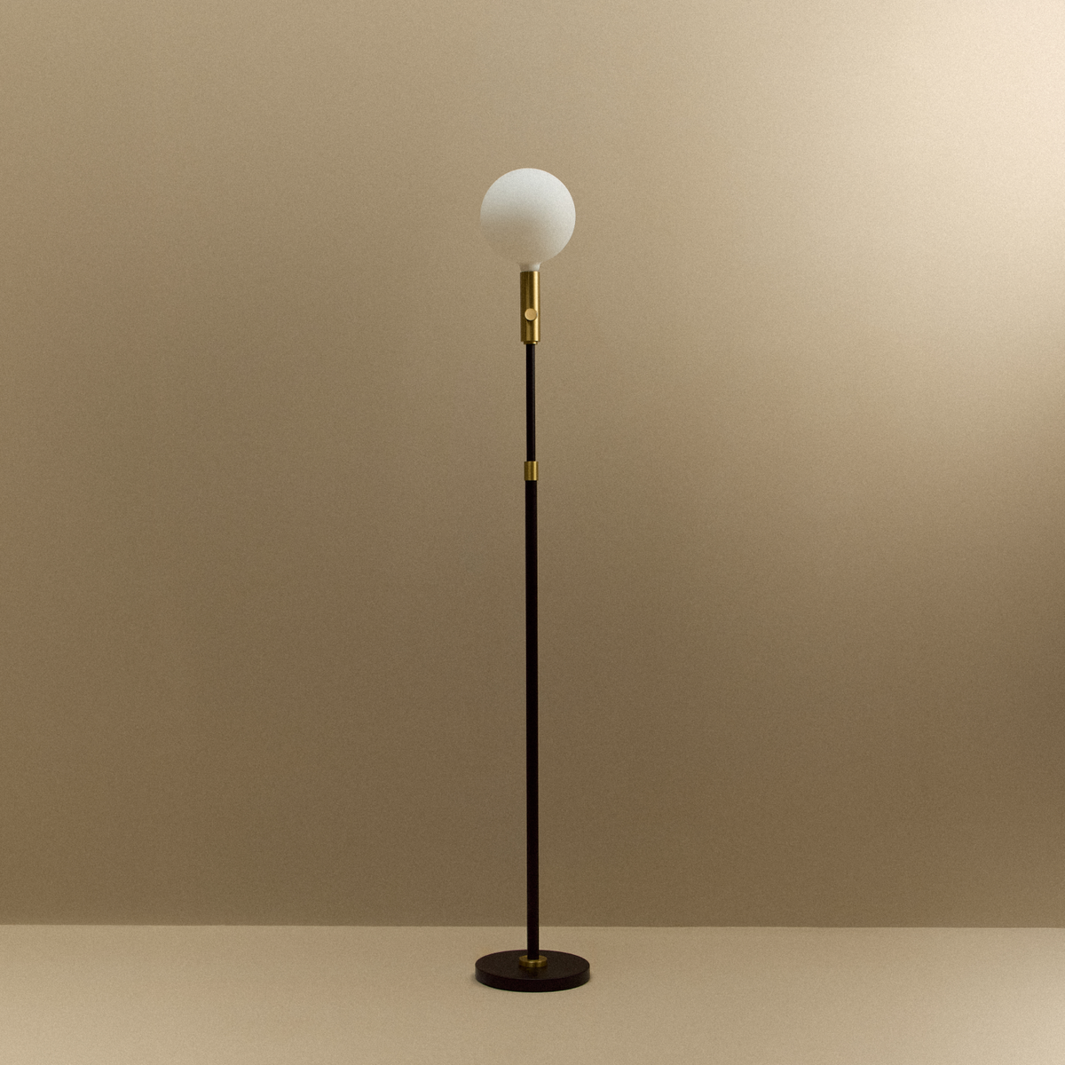Poise Adjustable Floor Lamp in Brass + Sphere V