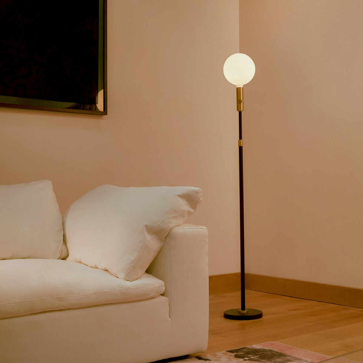 Poise Adjustable Floor Lamp in Brass + Sphere V