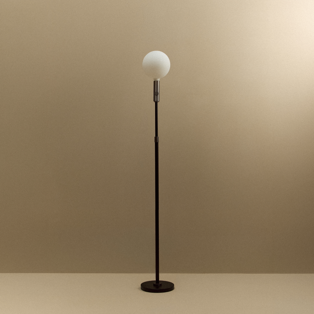 Poise Adjustable Floor Lamp in Graphite + Sphere V