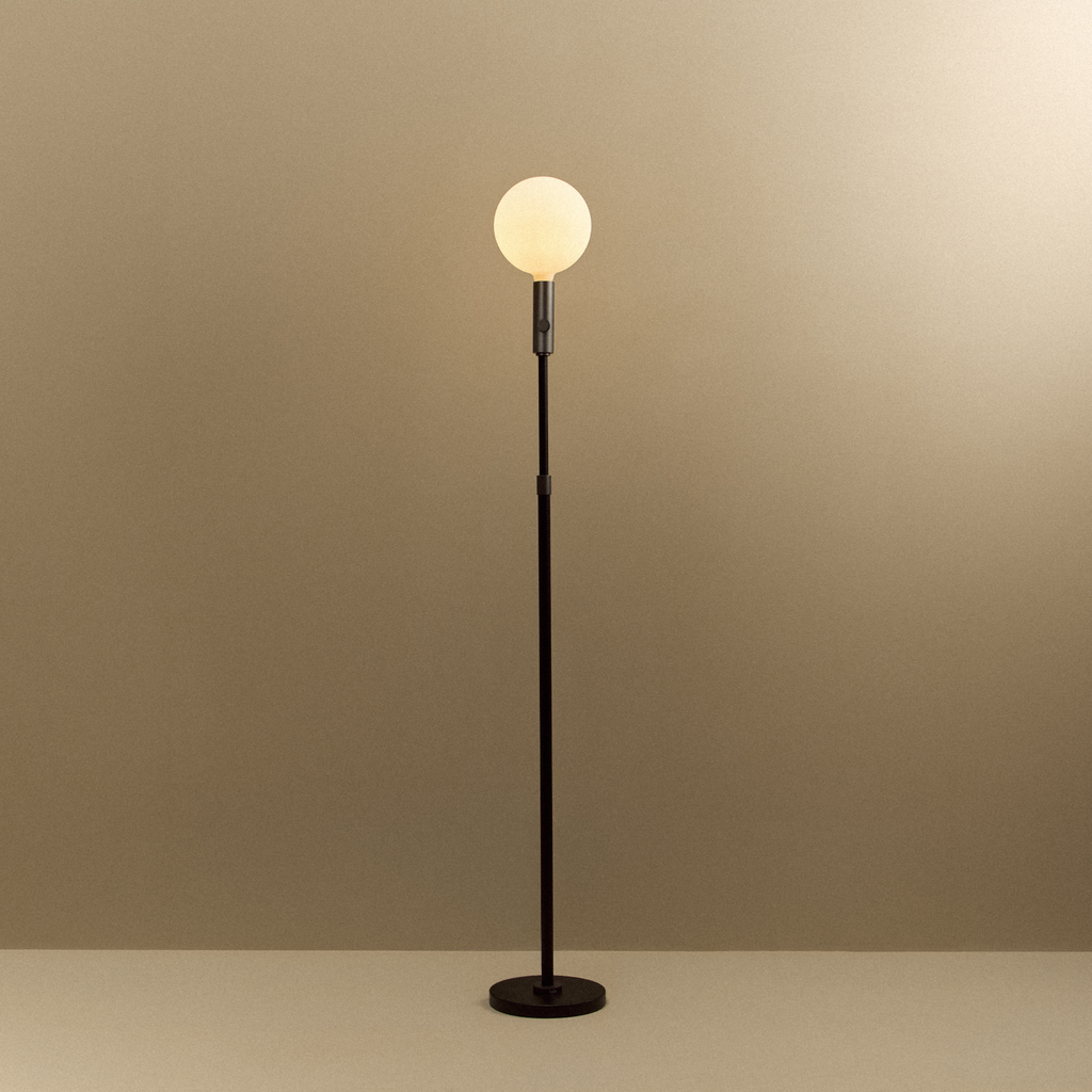 Poise Adjustable Floor Lamp in Graphite + Sphere V