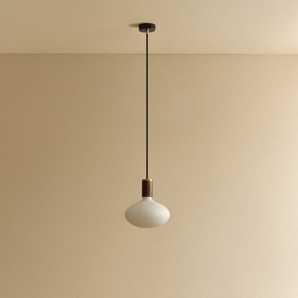 Oval Dim-to-Warm Pendant Light in Walnut