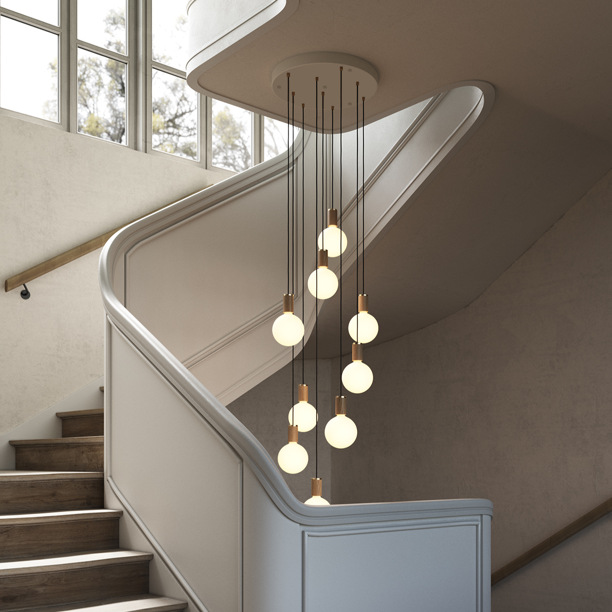 Nine Pendant in Oak + Sphere IV