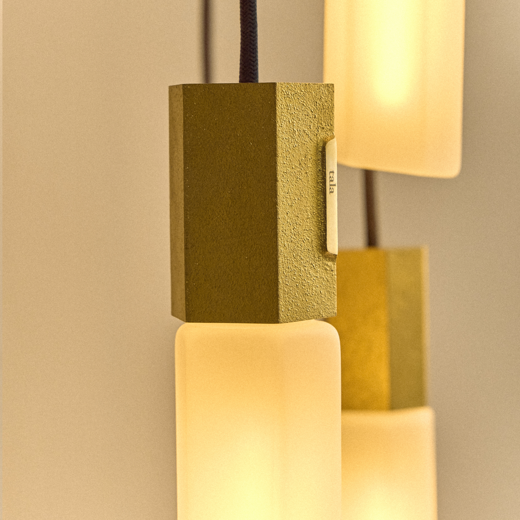 Basalt Triple Pendant in Brass