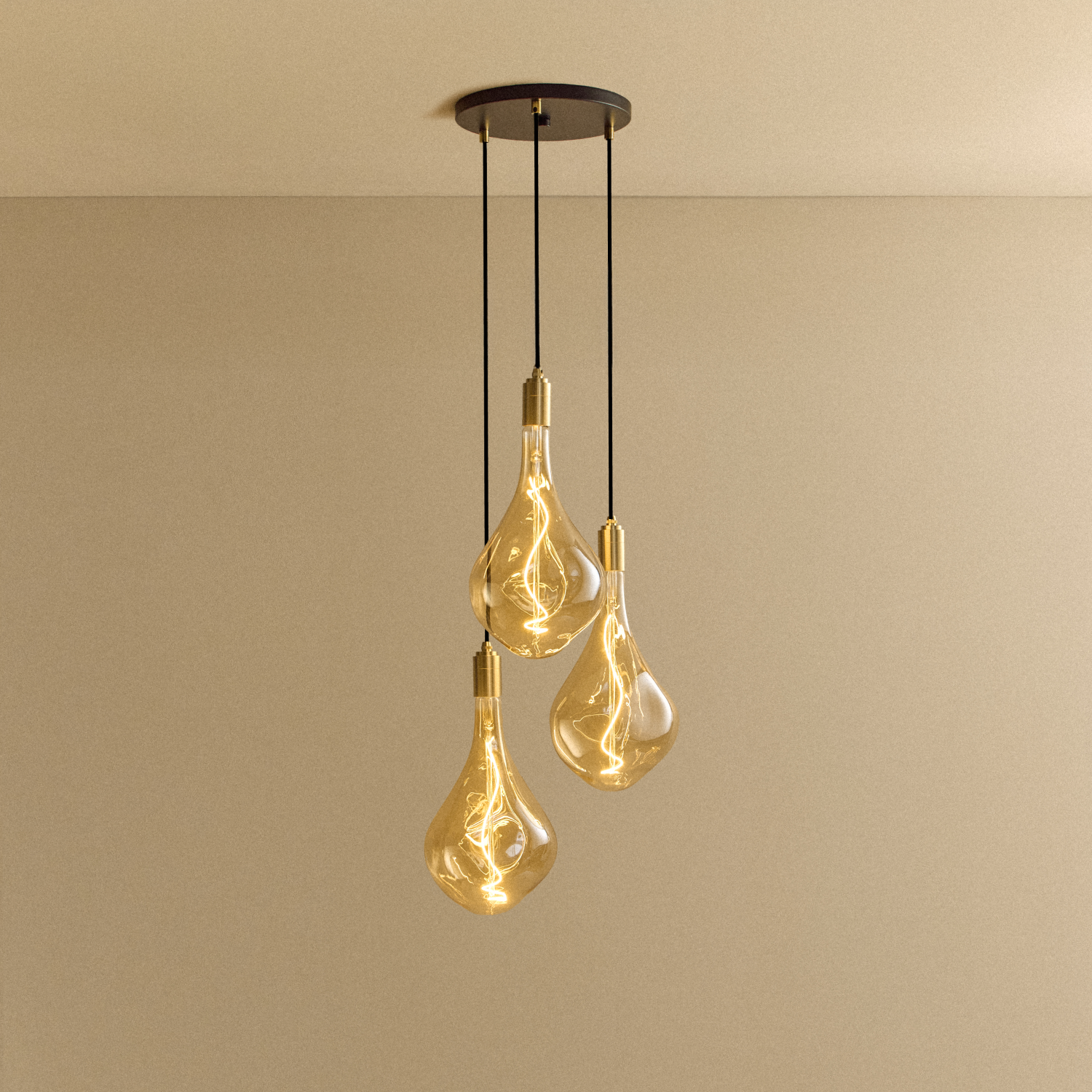 Triple Pendant in Brass + Voronoi III