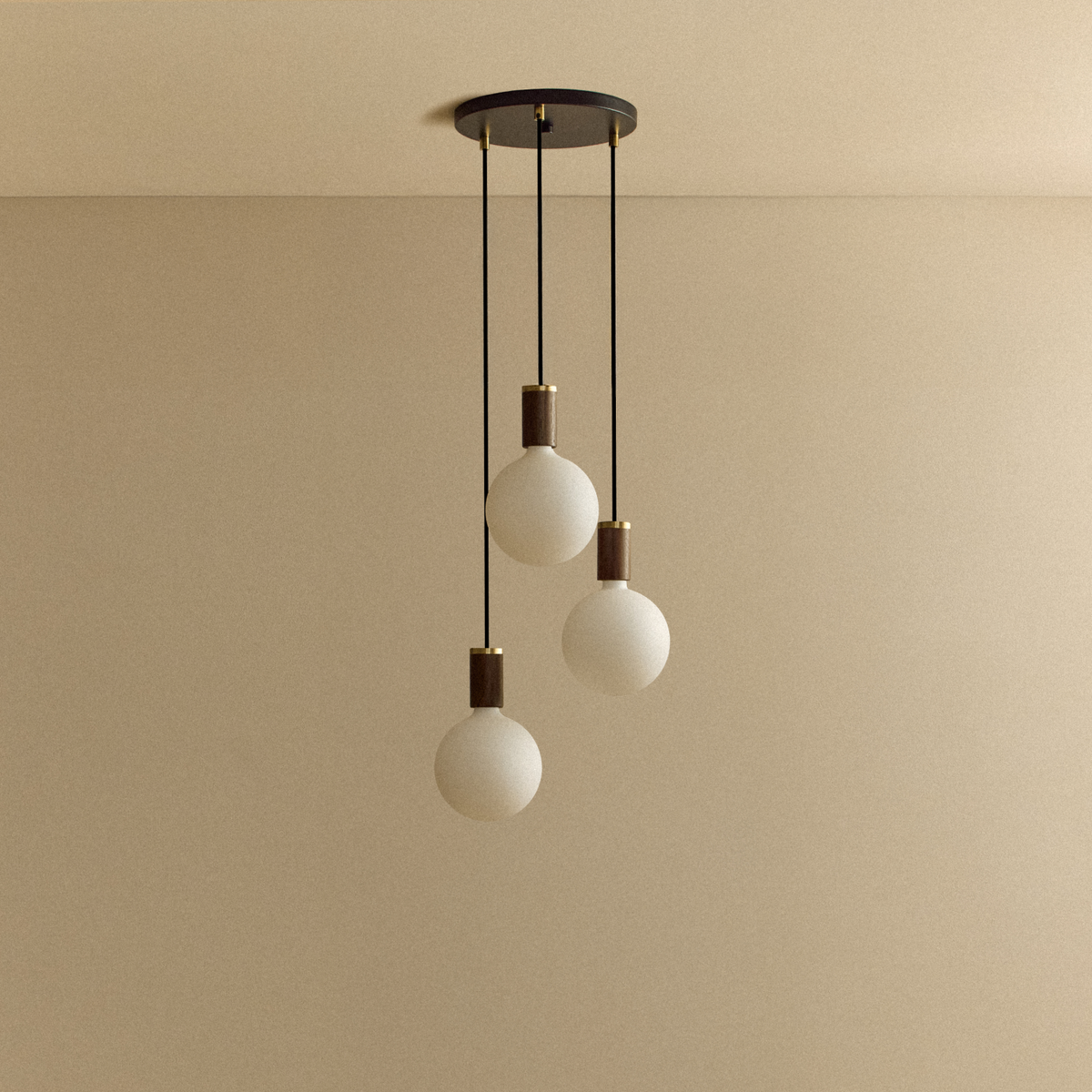 Triple Pendant in Walnut + Sphere IV