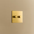 Double Rotary Wall Dimmer in Brass