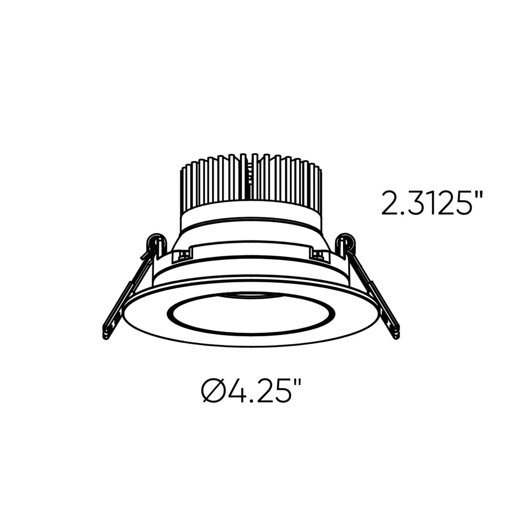 3.5 inch round smart regressed gimbal downlight dimension drawing