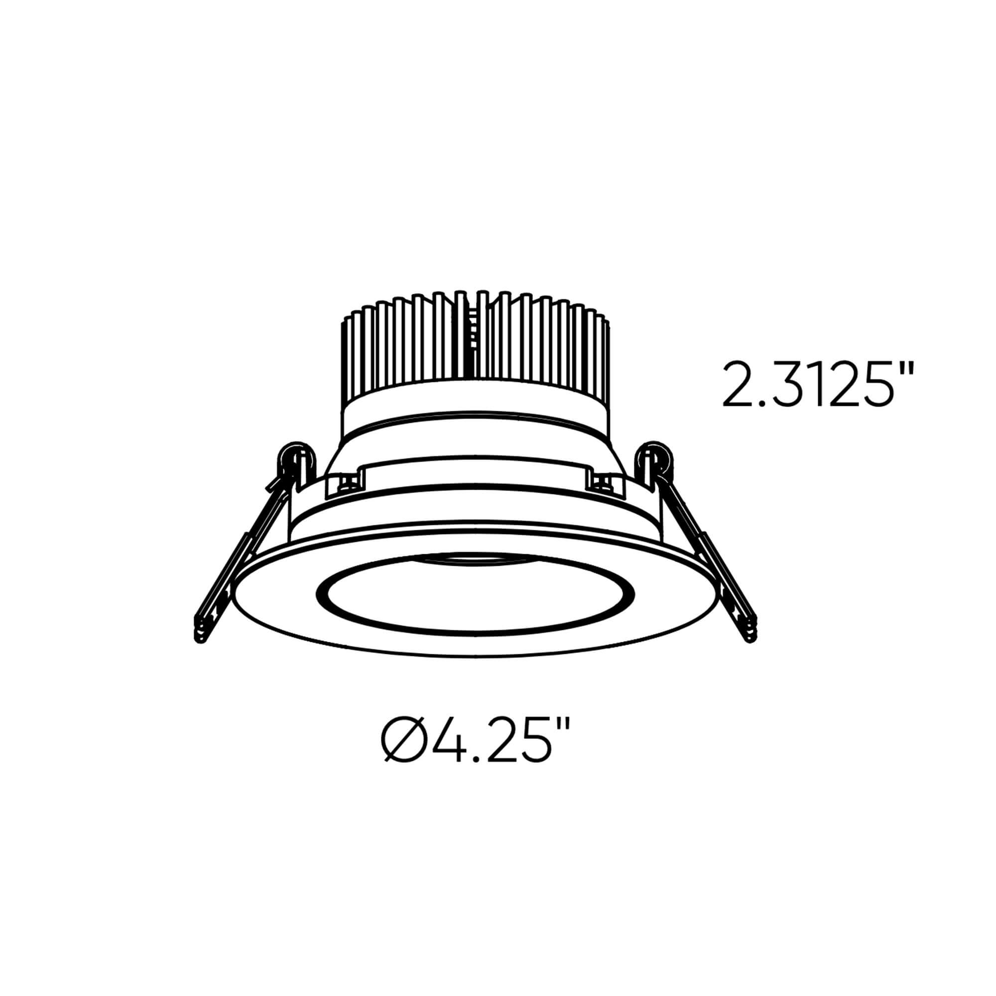 3.5 inch round smart regressed gimbal downlight dimension drawing