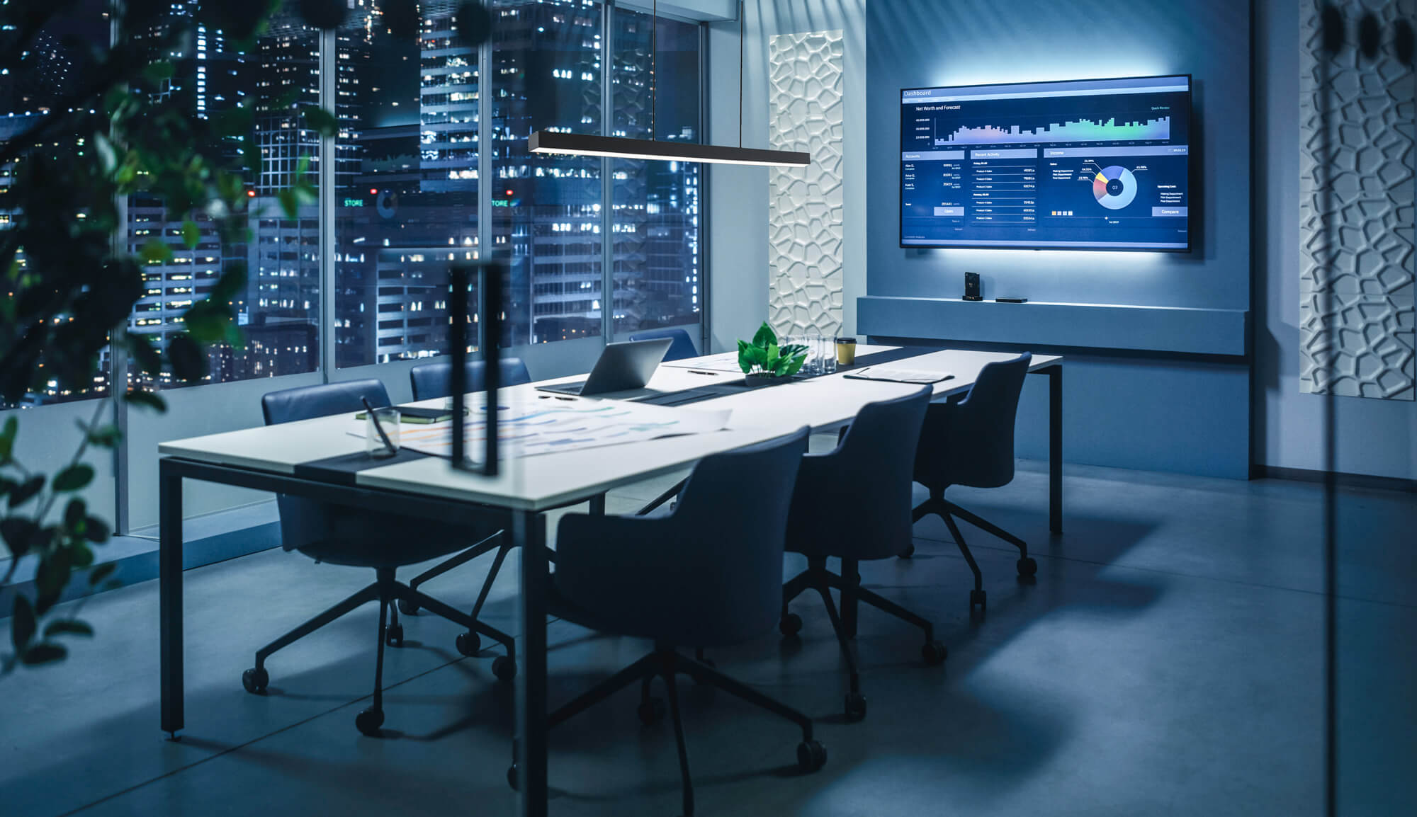 48 inch linear smart pendant lifestyle