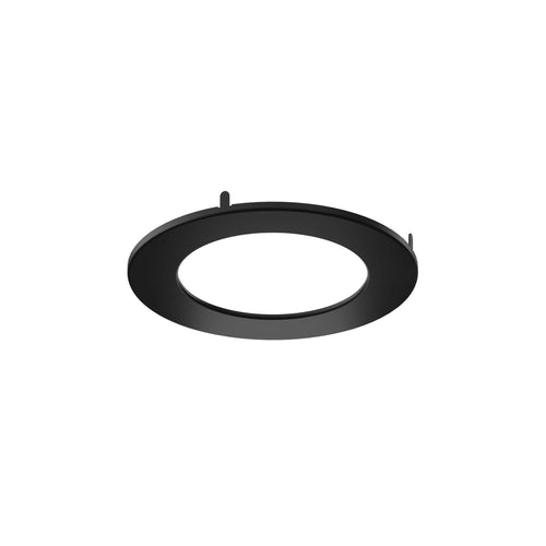 4 inch black recessed round trim ring, front view