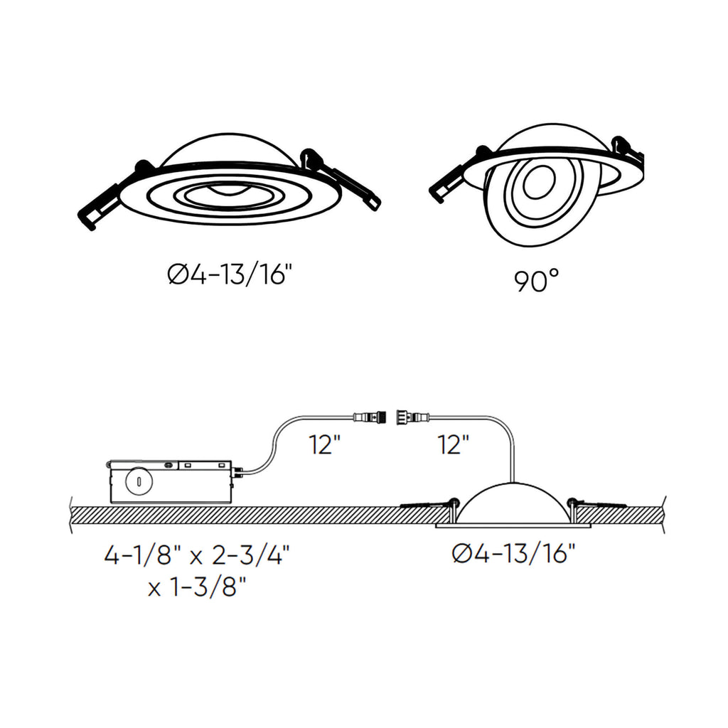 Smart Gimbal Recessed light dimensions