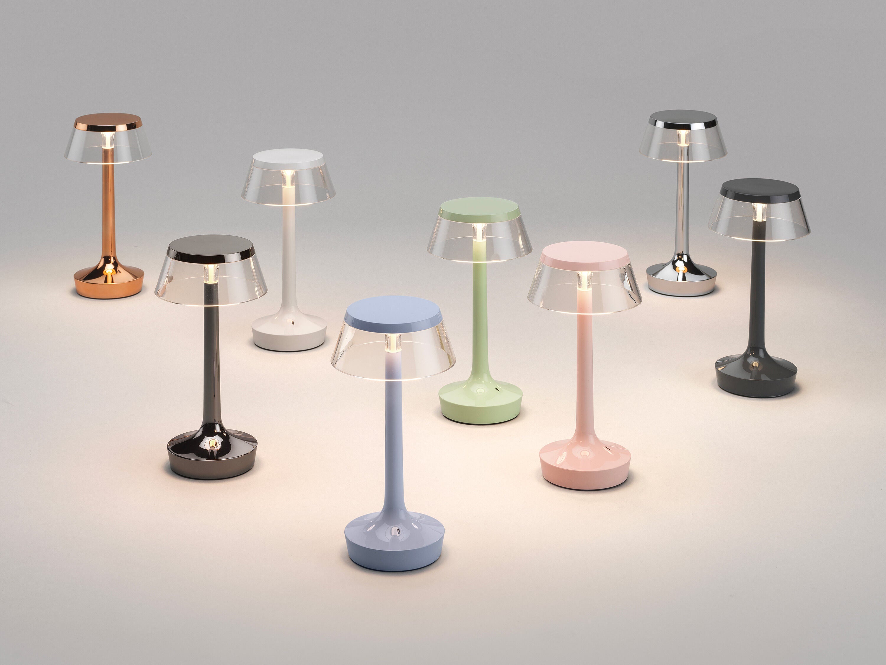 Bon Jour Unplugged table lamps by Flos in all available finishes