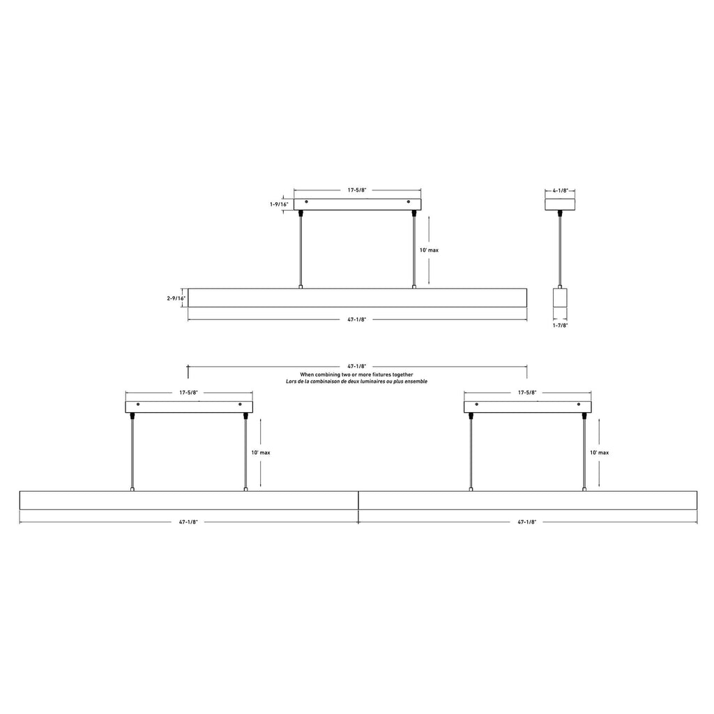48 inch linear smart pendant dimensions