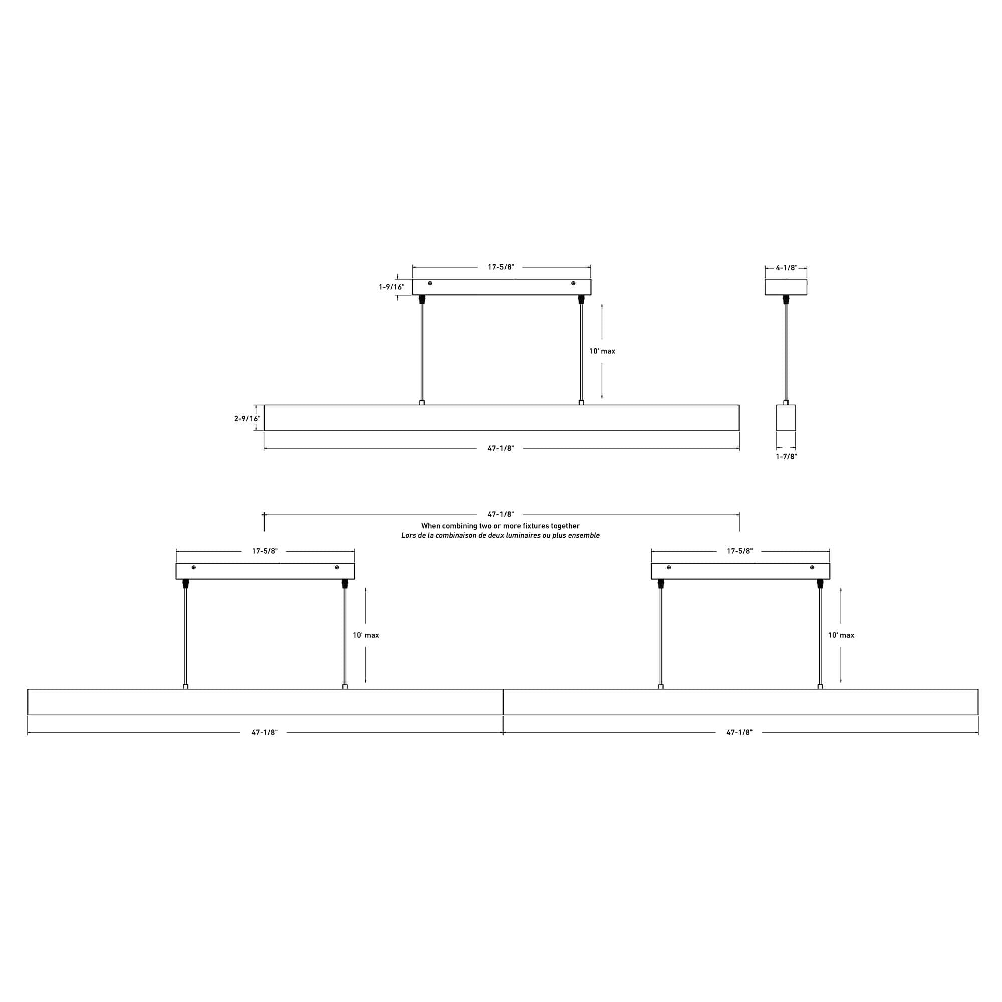 48 inch linear smart pendant dimensions