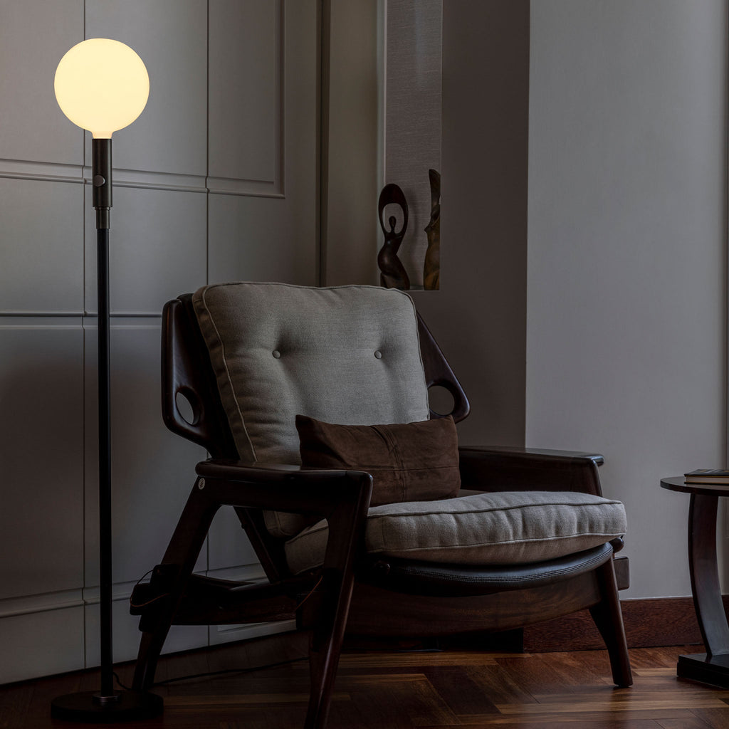 Poise Adjustable Floor Lamp in Graphite + Sphere V
